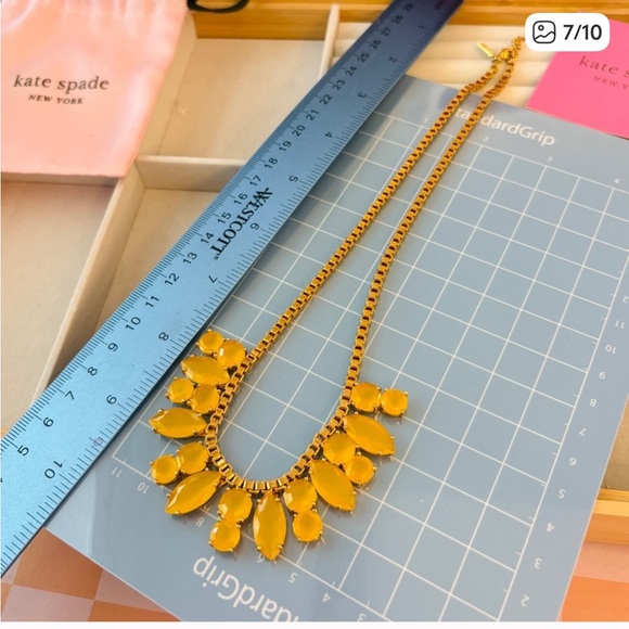 Kate Spade New York Yellow Gold Marquee Bib Victorian Statement Necklace Rare - Picture 5 of 8